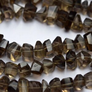 7 Inch Strand,Natural Smoky Quartz Faceted Fancy Nuggets  Shape Size 7-8mm