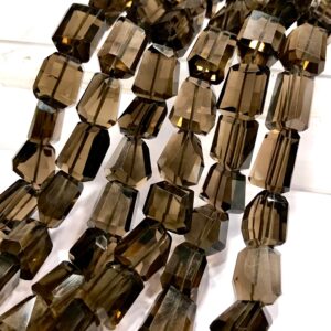 AAA Grade~Smoky Quartz Faceted Nuggets Beads Smoky Quartz Gemstone Beads Natural Smoky Quartz Laser Cut Nuggets Smoky Quartz Beaded Necklace
