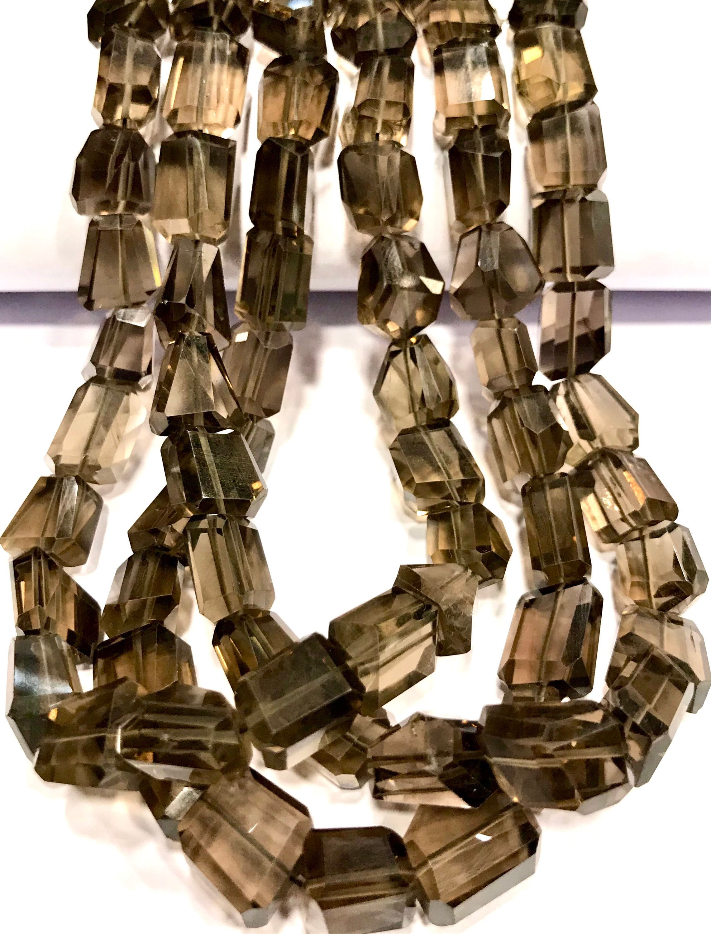 Aaa Grade~smoky Quartz Faceted Nuggets Beads Smoky Quartz Gemstone Beads Natural Smoky Quartz Laser Cut Nuggets Smoky Quartz Beaded Necklace