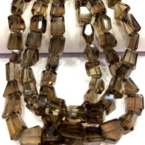 AAA QUALITY~~Natural Smoky Quartz Faceted Nuggets Beads Step Cut Nugget Shape Beads Smoky Quartz Gemstone Beads Wholesale Price Shop.