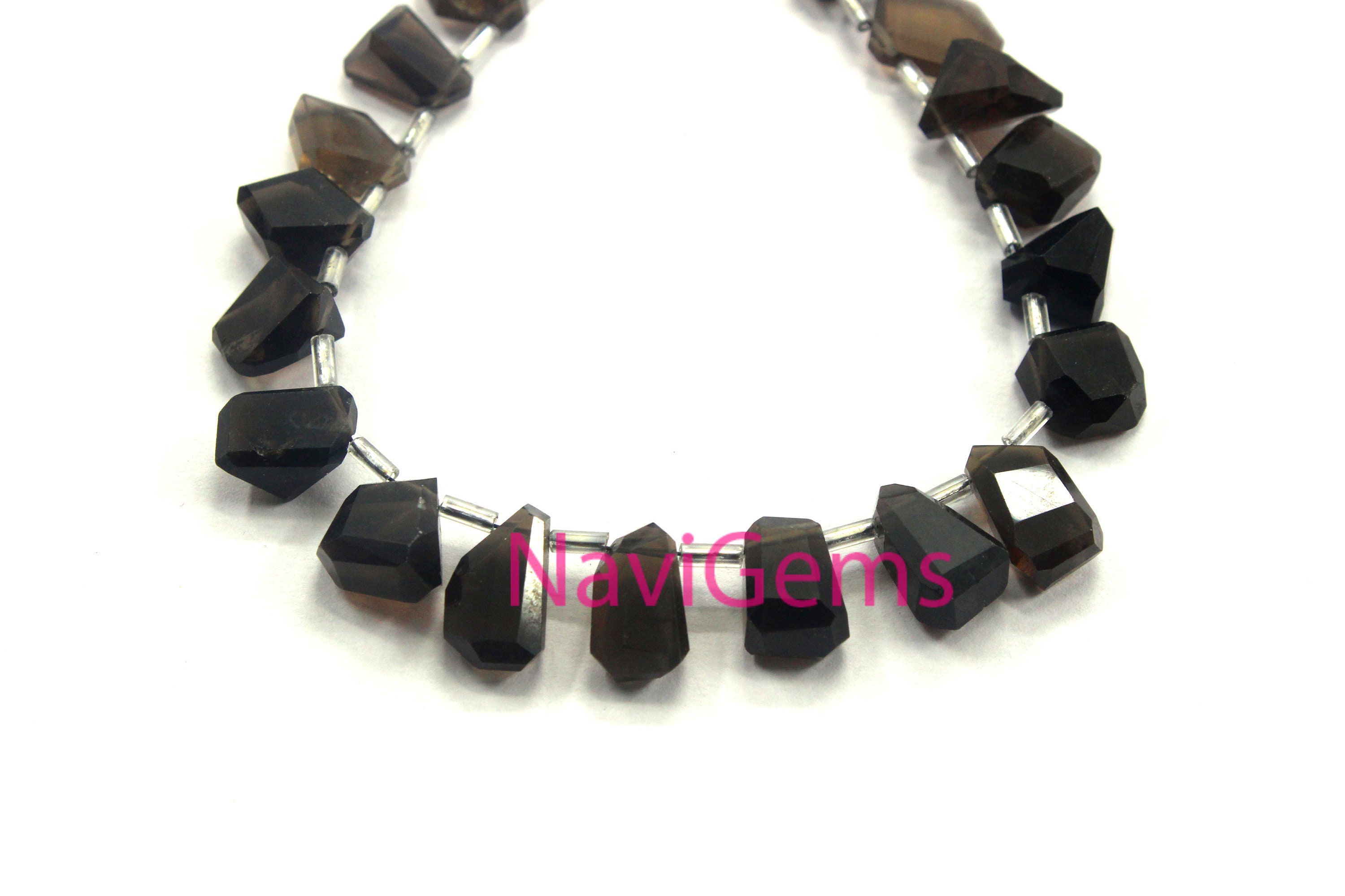 Smoky Quartz Faceted Nugget Beads: 25 Piece Strand, 5x9-8x13mm
