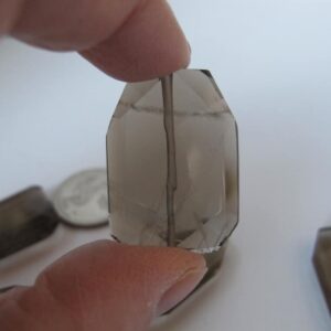 Smoky quartz freeform faceted nuggets. Focal beads. Wire wrapping. Gemstone beads from vintage stock