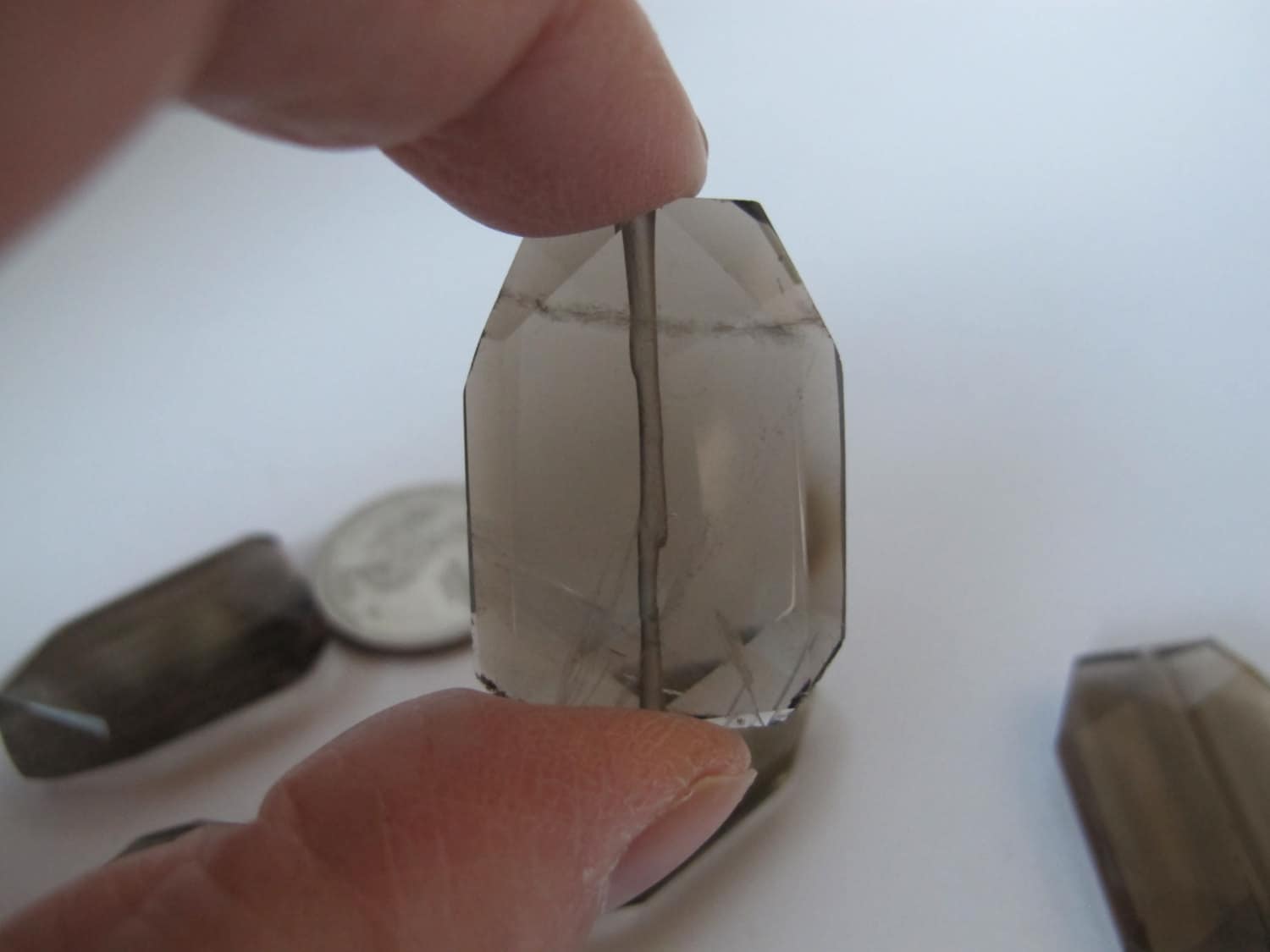 Smoky Quartz Freeform Faceted Nuggets. Focal Beads. Wire Wrapping. Gemstone Beads From Vintage Stock