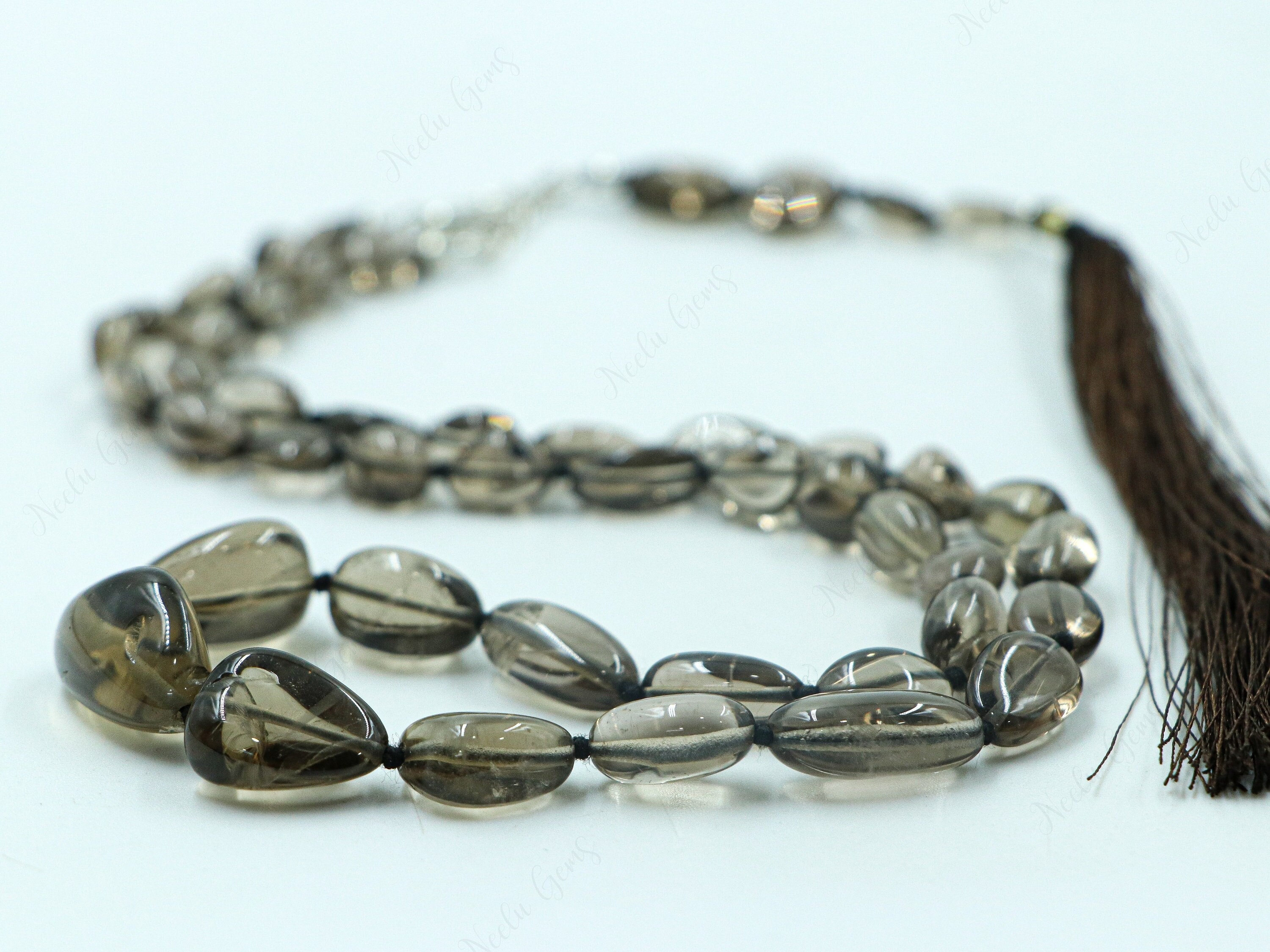 Hand Knotted Smoky Quartz Nugget Necklace, Natural Brown Pebble Stone Beads, Grounding Crystal Jewelry, Raw Gemstone Statement, Boho Luxe