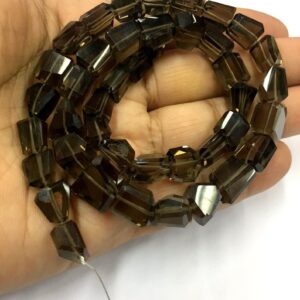 Loose Gemstone Beads Laser Cut Smoky Quartz Nugget Shape Natural Faceted Beads 8mm Width Smoky Unusual Shape Gemstone Beads 16" Strand Top