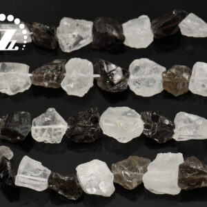 Mixed Crystal Quartz,Rock Crystal Quartz and Smoky Quartz,Cut Nugget Bead,Nugget Bead,mixed color,10-19x14-20mm,15" full strand