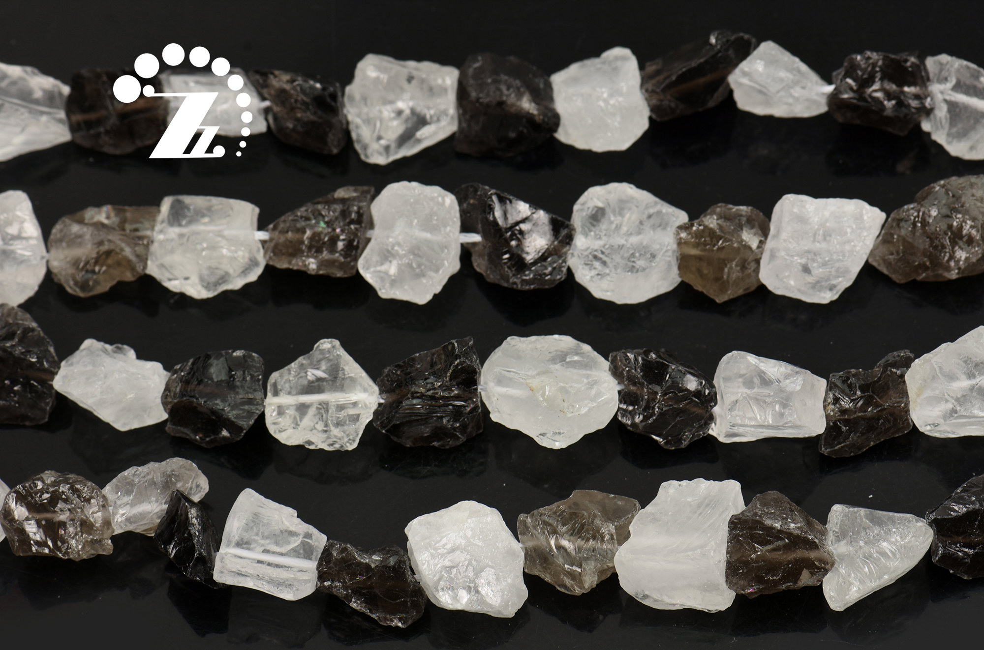 Mixed Crystal Quartz,rock Crystal Quartz And Smoky Quartz,cut Nugget Bead,nugget Bead,mixed Color,10-19x14-20mm,15" Full Strand