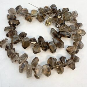 Natural Smoky Quartz 8-18mm Faceted Nugget Gemstone Beads----15.5''