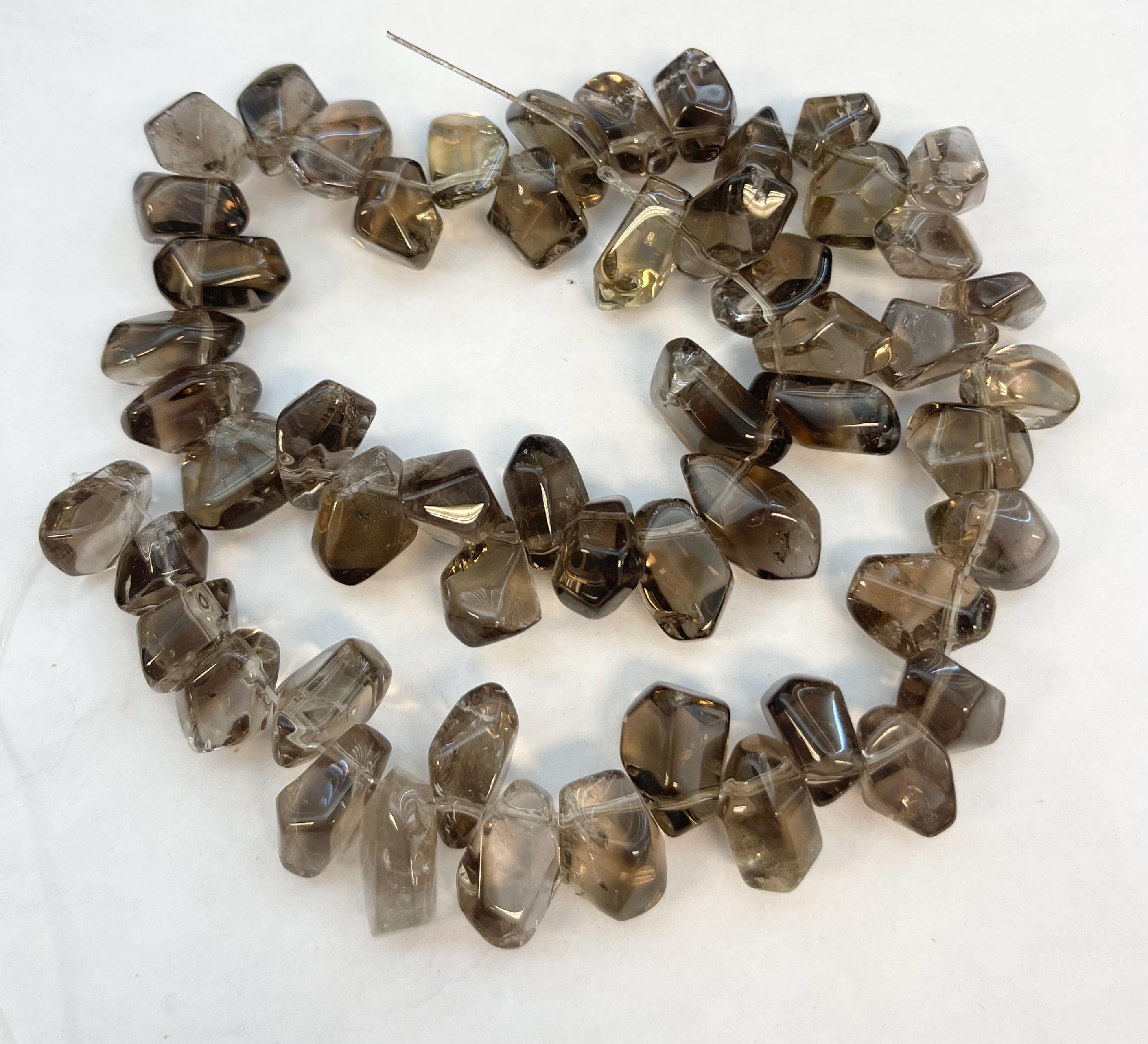 Natural Smoky Quartz 8-18mm Faceted Nugget Gemstone Beads----15.5''