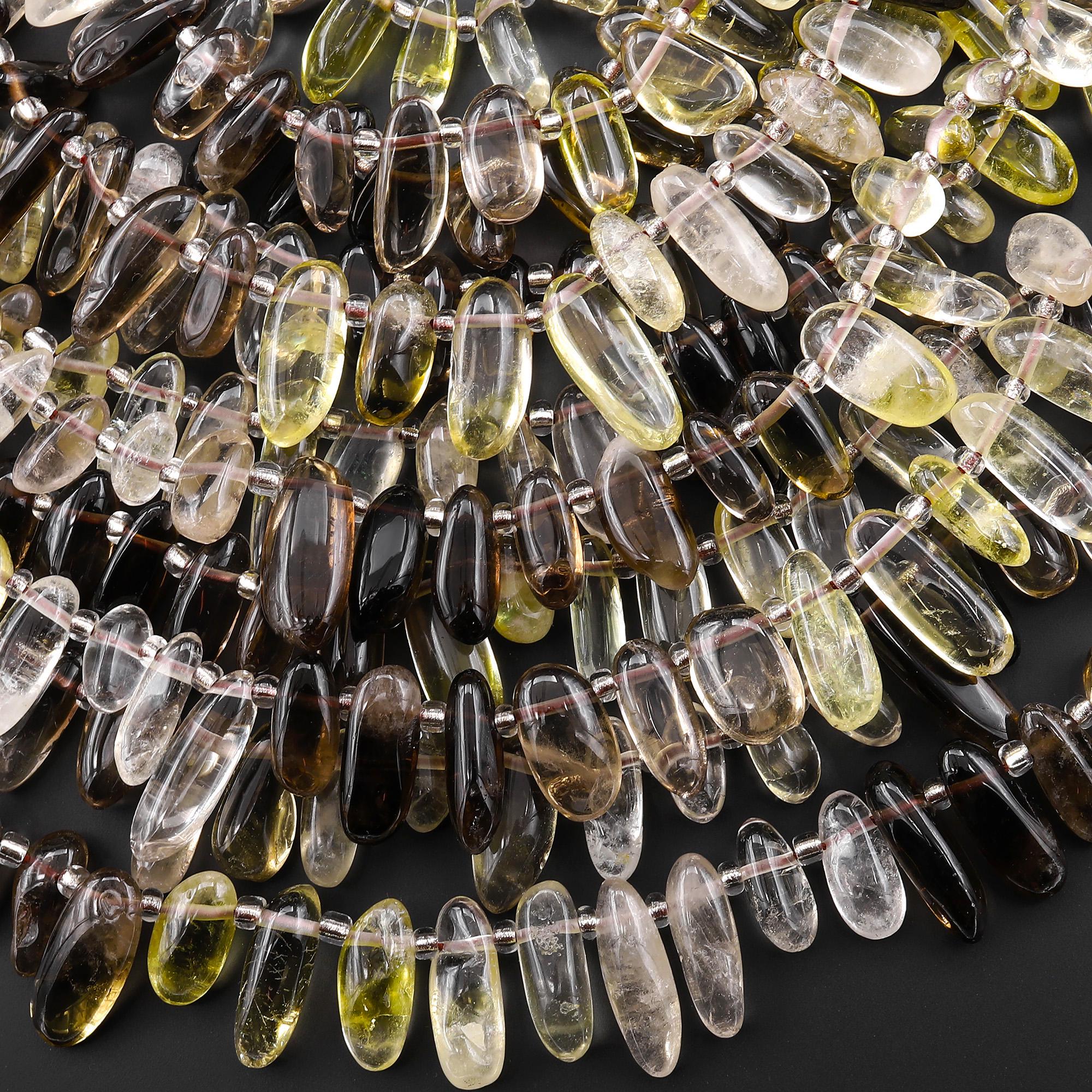 Natural Smoky Quartz Beads Freeform Oval Drop Nuggets Top Side Drilled Ombre Gemstone 15.5" Strand Natural Smoky Quartz Beads Freeform Oval Drop Nuggets Top Side Drilled Ombre Gemstone 15.5" Strand
