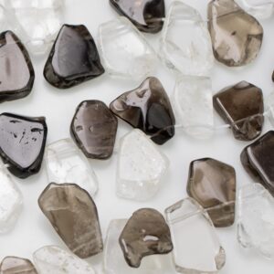 Natural Smokey Quartz And Quartz Beads, Flat Nugget Drops Brios- Full Strand 15 Inch Strand- High Polish-15x18mm