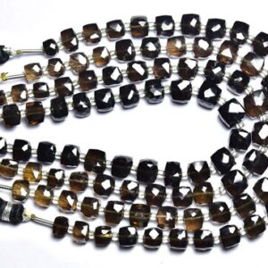 Smoky Quartz Cube Beads - 7 Inches - Natural Smoky Quartz Faceted Cube Box - Size Is 5 - 7 Mm #582