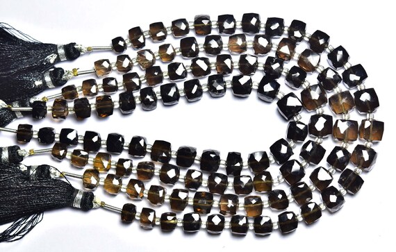 Smoky Quartz Cube Beads - 7 Inches - Natural Smoky Quartz Faceted Cube Box - Size Is 5 - 7 Mm #582