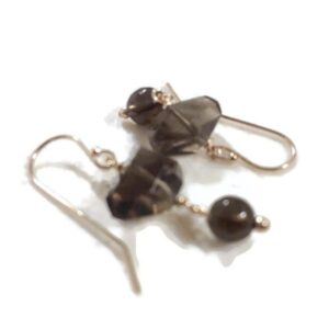 Brown Earrings - Smoky Quartz Jewelry - Gold Jewellery - Beaded - Fashion - Chic - Gemstone