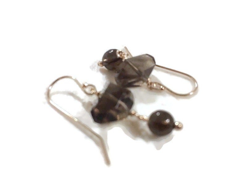 Brown Earrings - Smoky Quartz Jewelry - Gold Jewellery - Beaded - Fashion - Chic - Gemstone