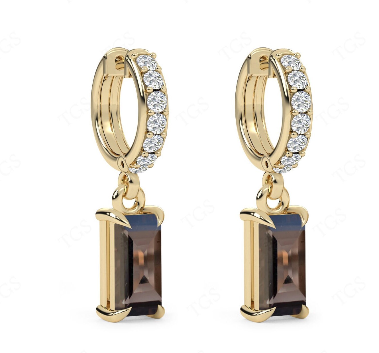 Brown Smoky Quartz Wedding Hoop Earrings For Women Vintage Art Deco Smoky Quartz Hoop Earrings Unique Moissanite Earrings Anniversary Gift