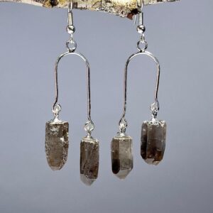 Smoky Quartz Crystal Drop Earrings, Handmade Gemstone Dangle Earrings