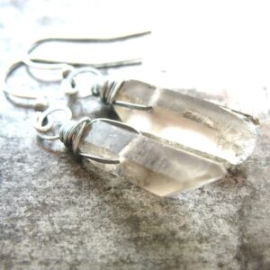Smoky Quartz Crystal Point Gemstone Earrings Jewelry Made In The Usa