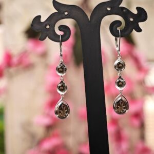 Smoky Quartz Dangle Drop Earrings 925 Silver Smoky Quartz Wedding Earrings Unique Minimalist Earrings Multi Gemstone Handmade Earrings Gift