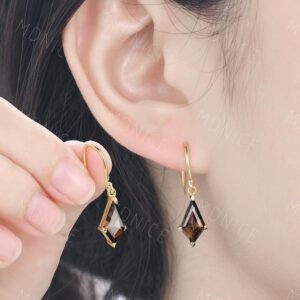 Kite Smoky Quartz Dangle Earrings: Gold Plated Bridesmaid Jewelry