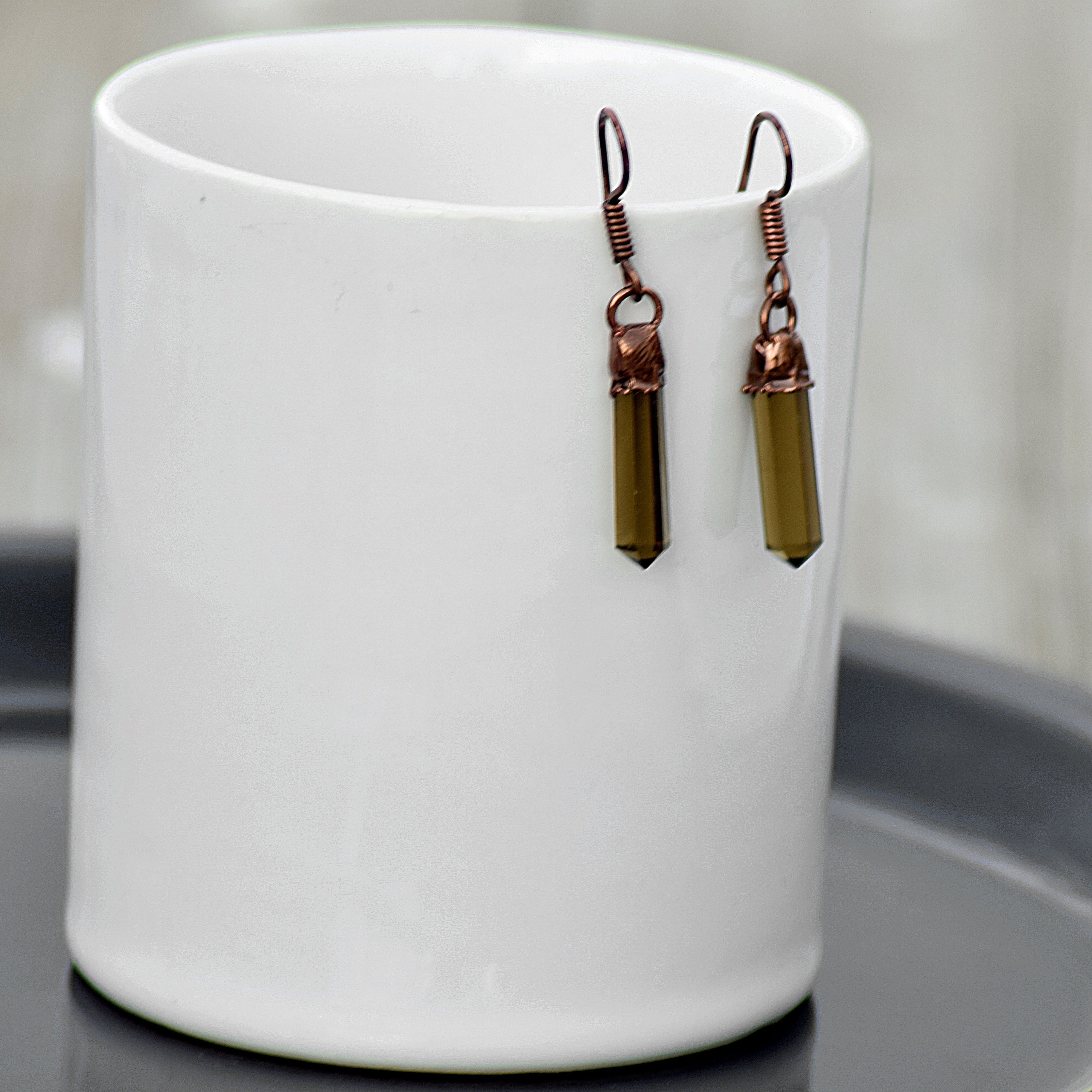 Natural Smoky Quartz Earrings Pencil Earrings Dangle Earring Antique Earrings Gemstone Earring Vintage Earring Minimal Earrings