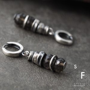 Smoky Quartz Earrings Oxidized Sterling Silver Dangle Handmade Artisan Jewelry Minimalist Womens Gift Unique