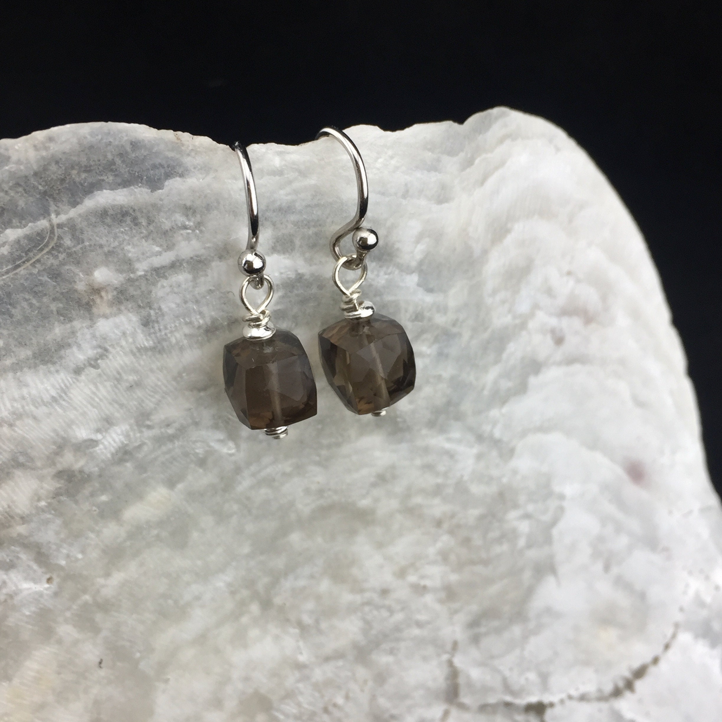 Playful Faceted Smoky Quartz Dangle Earrings (e-2)