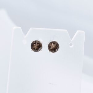 Smoky Quartz Earrings, Set In 925 Sterling Silver 6mm 1+ Total Carat Stud Earrings