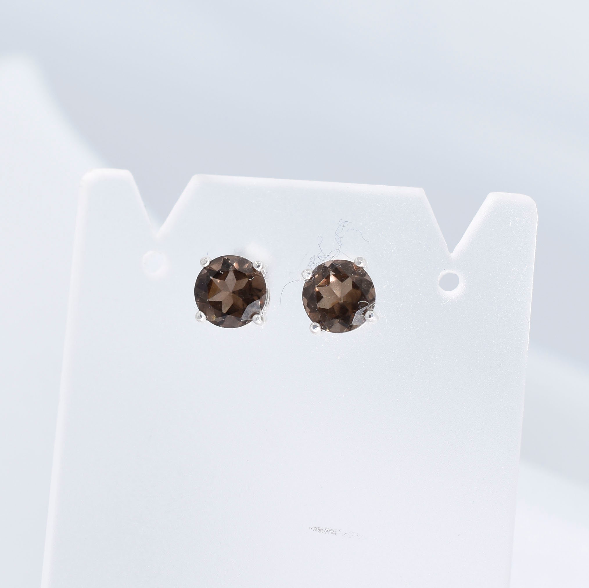 Smoky Quartz Earrings, Set In 925 Sterling Silver 6mm 1+ Total Carat Stud Earrings