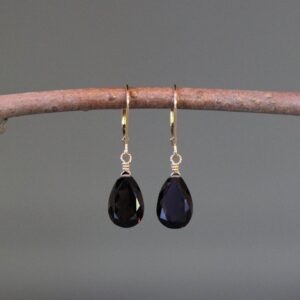 Smokey Quartz Earrings - Brown Gemstone Earrings - Gold Wire Wrap Earrings - Gold Leverback Earrings - Single Stone Earrings - Gold Dangles