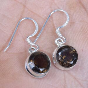 Smoky Quartz Sterling Silver Hook Earrings: Handmade Faceted Jewelry