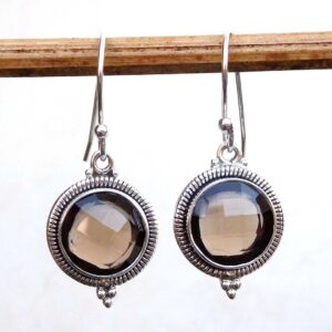 Smoky Quartz Sterling Silver Earrings: Handmade Vintage Drop Earrings