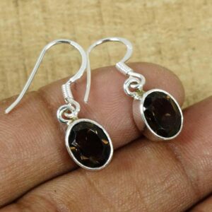 Smoky Quartz Sterling Silver Dangle Earrings, November Birthstone