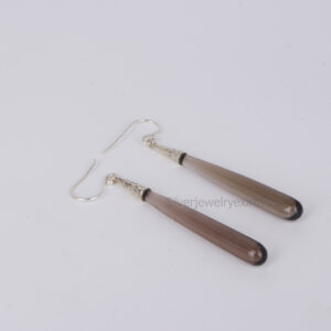 Smoky Quartz Teardrop Earrings: Long Dangle, 925 Sterling Silver