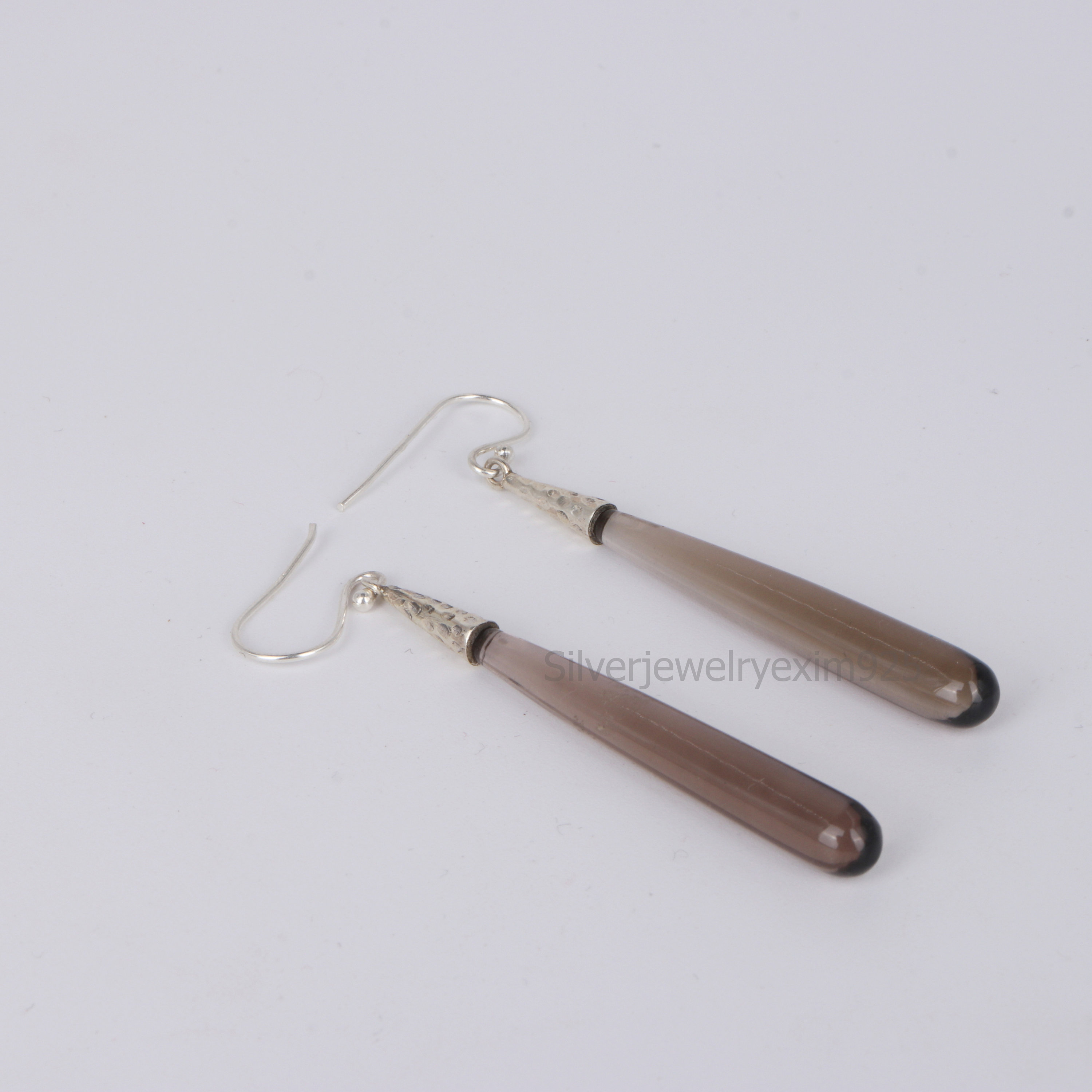 Smoky Quartz Teardrop Earrings: Long Dangle, 925 Sterling Silver