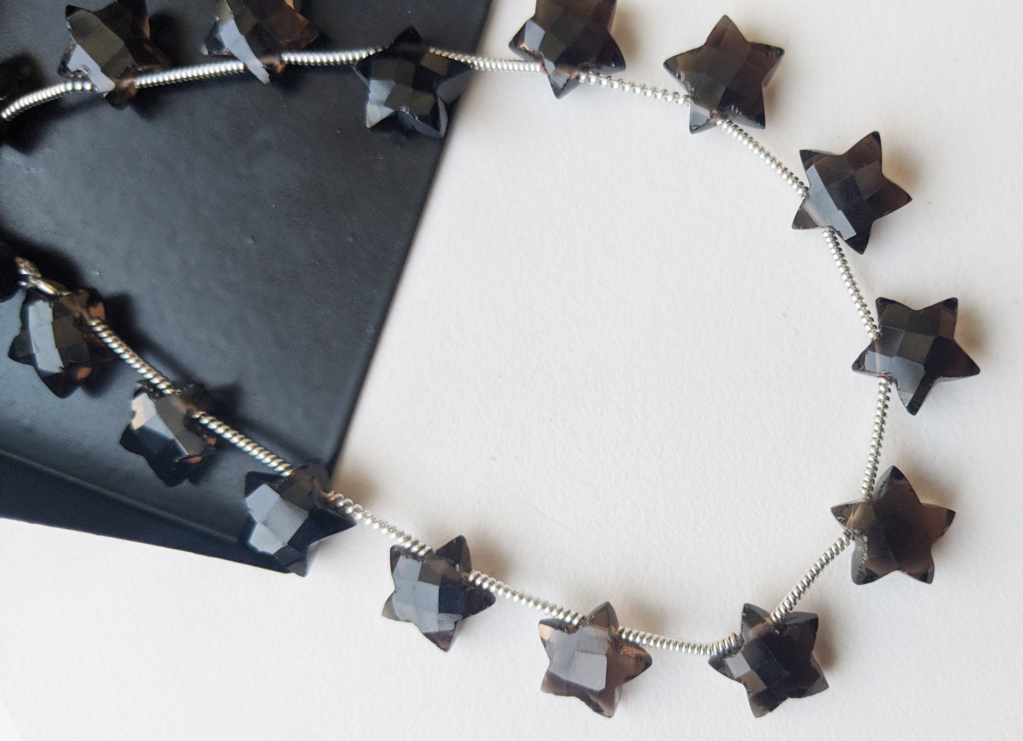 10mm Smoky Quartz Star Beads, 7 Inch, 15 Pcs Smoky Quartz Faceted Star Side Drill Beads, Smoky Quartz Star Beads For Jewelry - Adg405
