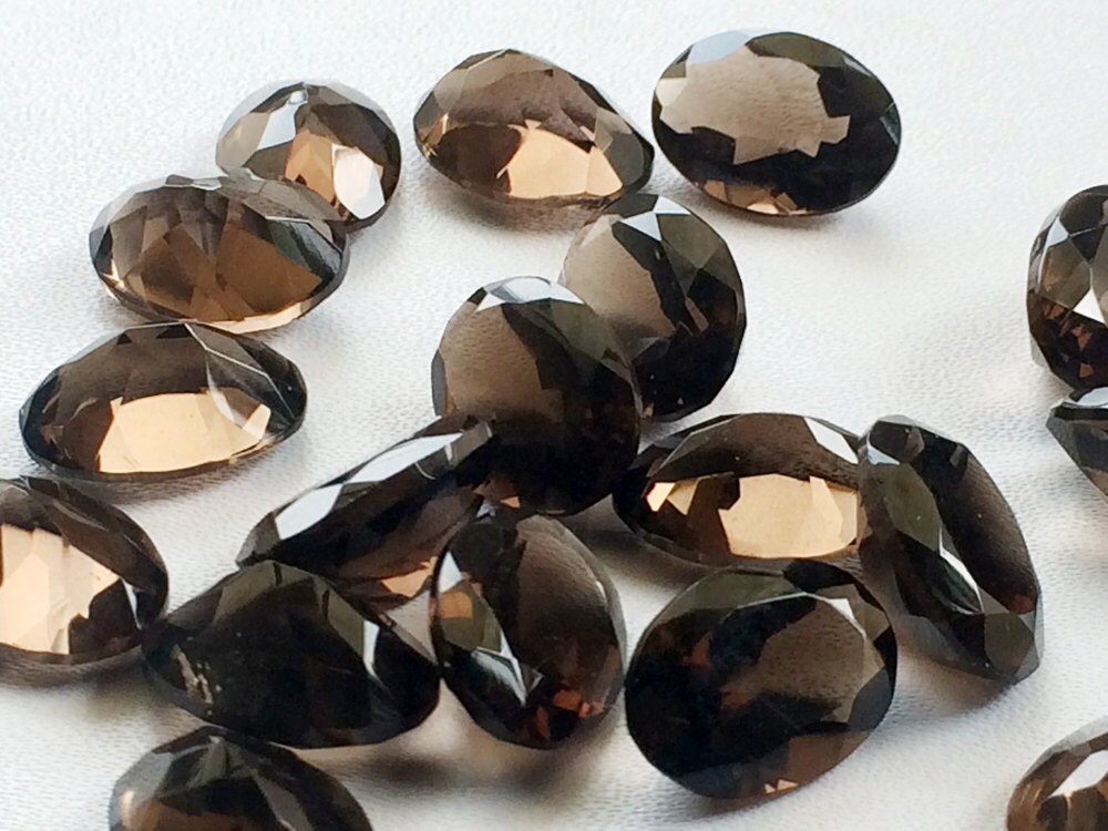 10x14mm Smoky Quartz Oval Cut Stone, Smoky Oval Faceted Calibrated, Beautiful Smoky Quartz For Jewelry (2pcs To 10ps Options) - Nng47
