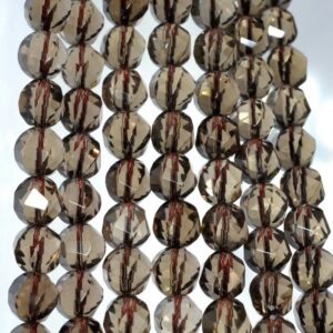 10x9mm Smoky Quartz Gemstone Grade Aa Faceted Twist Round Loose Beads 14.5 Inch Full Strand (90186104-731) 10x9mm Smoky Quartz Gemstone Grade Aa Faceted Twist Round Loose Beads 14.5 Inch Full Strand (90186104-731)