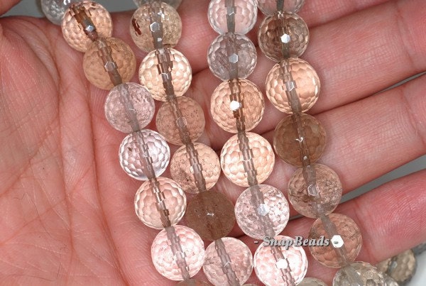 13-12mm Smoky Quartz Gemstone Faceted Round Loose Beads 7.5 Inch Half Strand (90191204-b27-547)