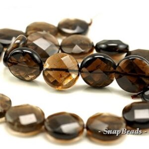 18mm Smoky Quartz Gemstone Faceted Flat Round Loose Beads 7 inch Half Strand LOT 1,2 and 6 (90144142-B21-536) 18mm Smoky Quartz Gemstone Faceted Flat Round Loose Beads 7 inch Half Strand LOT 1,2 and 6 (90144142-B21-536)