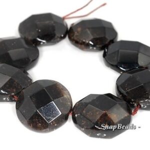 22mm Smoky Quartz Gemstone Faceted Flat Round Loose Beads 7 Inch Half Strand Lot 1, 2, 6 And 12 (90190999-b39-581)