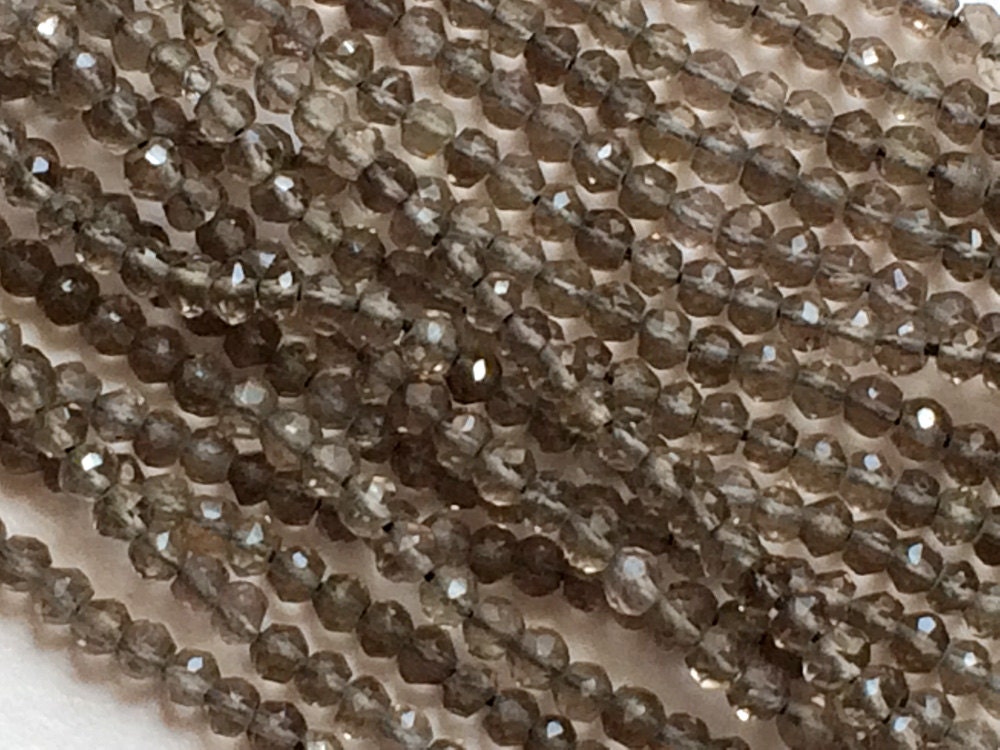 3-4mm Smoky Quartz Faceted Rondelle Beads, Smoky Quartz Micro Faceted Rondelles, Smoky Quartz Beads For Jewelry (1st To 5st Options)