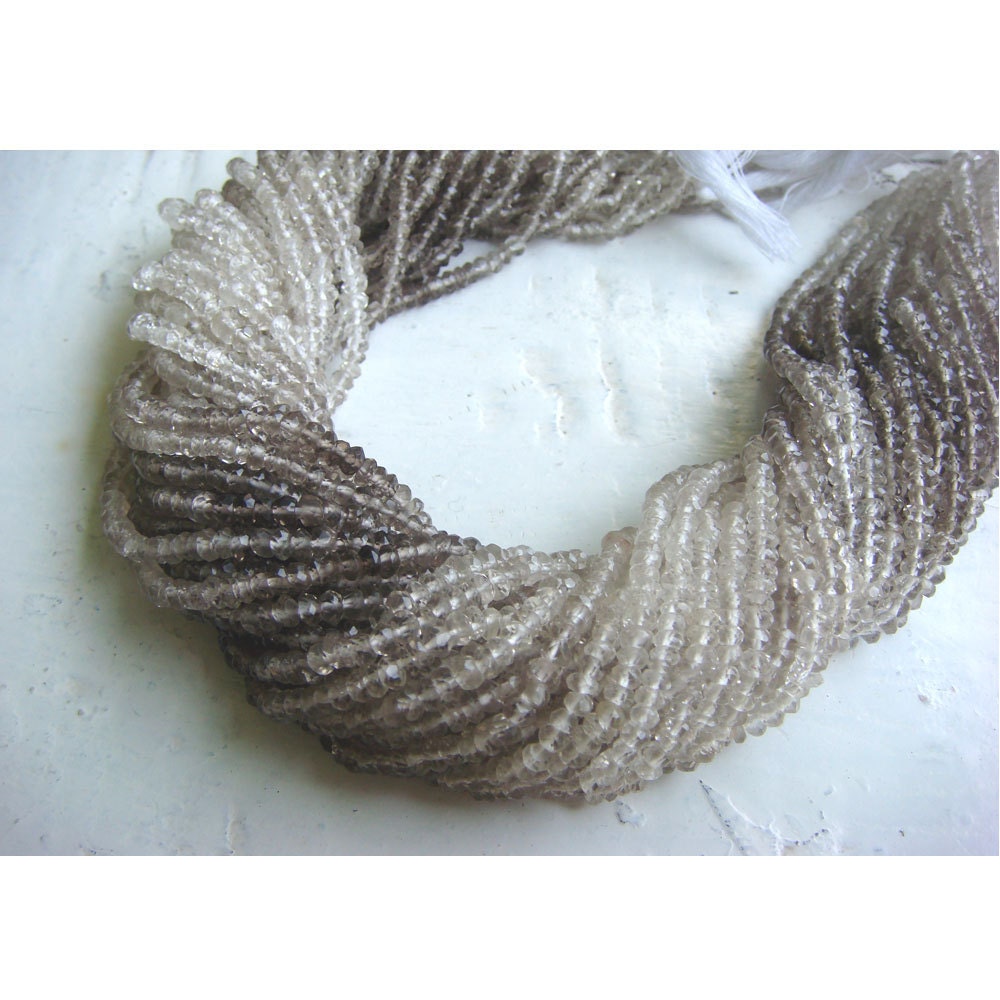 3.5-4mm Smoky Quartz Shaded Beads, Smoky Quartz Micro Faceted Rondelles, Smoky Quartz For Jewelry (1st To 5st Options) - Gfjsqr