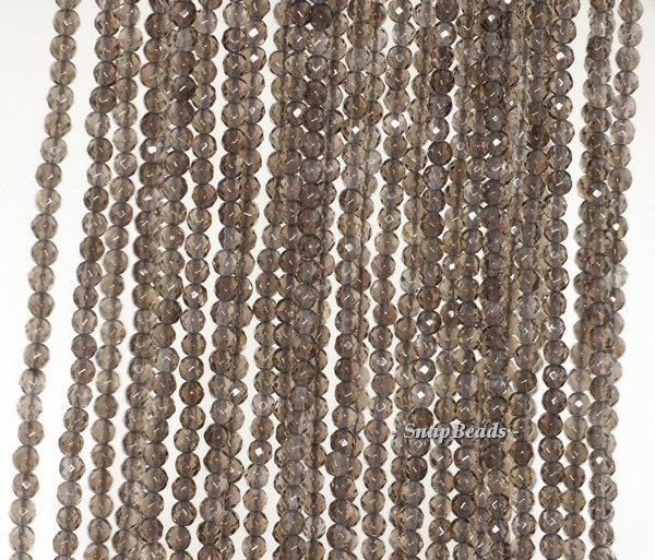 3mm Smoky Quartz Gemstone Grade Aa Light Brown Faceted Round Loose Beads 15.5 Inch Full Strand (90181615-107-3g)