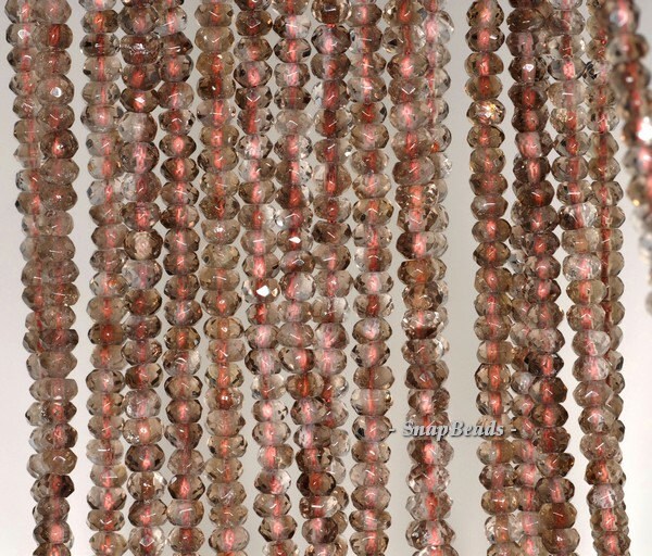 4x3mm Light Smoky Quartz Gemstone Faceted Rondelle 4x3mm Loose Beads 7.5 Inch Half Strand (90192044-341)