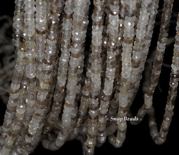 4x3mm Multi Clear Smoky Quartz Gemstone Faceted Rondelle Loose Beads 16 Inch Full Strand (90142373-341)