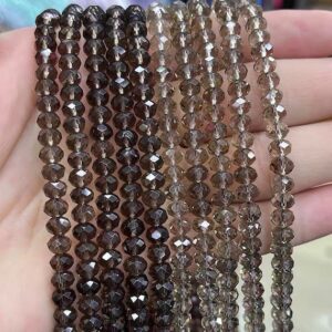 4×6mm Natural Faceted Smoky Quartz Rondelle Spacer Loose Beads,diy Handmade Jewelry Making Beaded Accessories,15 Inches One Strand 4×6mm Natural Faceted Smoky Quartz Rondelle Spacer Loose Beads,diy Handmade Jewelry Making Beaded Accessories,15 Inches One Strand