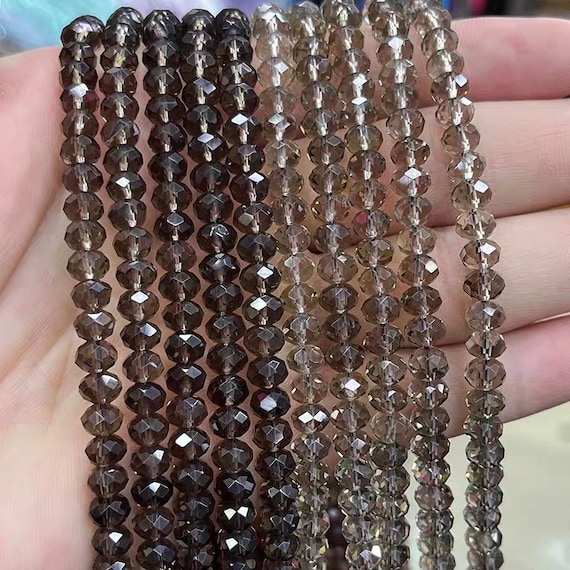 4×6mm Natural Faceted Smoky Quartz Rondelle Spacer Loose Beads,diy Handmade Jewelry Making Beaded Accessories,15 Inches One Strand