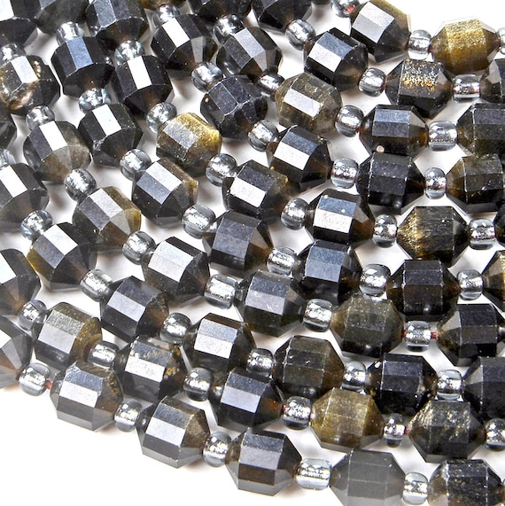 6mm Golden Obsidian Gemstone Faceted Prism Double Point Cut Loose Beads Bulk Lot 1,2,6,12 And 50 (d112) 6mm Golden Obsidian Gemstone Faceted Prism Double Point Cut Loose Beads Bulk Lot 1,2,6,12 And 50 (d112)