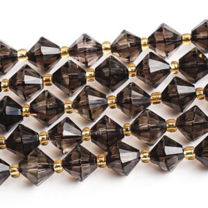 8MM Black Smoky Quartz Beads Grade A+ Genuine Natural Gemstone Bicone Faceted Loose Beads 15"/7.5" Bulk Lot Options(126702) 8MM Black Smoky Quartz Beads Grade A+ Genuine Natural Gemstone Bicone Faceted Loose Beads 15"/7.5" Bulk Lot Options(126702)
